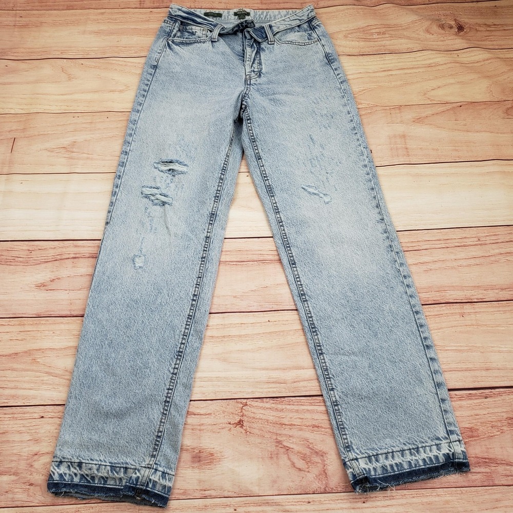 Wild Fable Jeans Womens 6 Blue High-Rise Straight Distressed Denim Vintage Style
